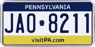 PA license plate JAO8211