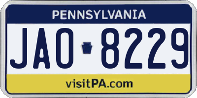 PA license plate JAO8229