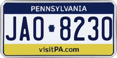 PA license plate JAO8230
