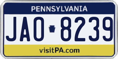 PA license plate JAO8239