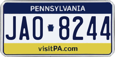 PA license plate JAO8244