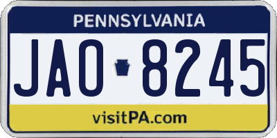 PA license plate JAO8245