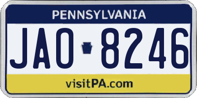 PA license plate JAO8246