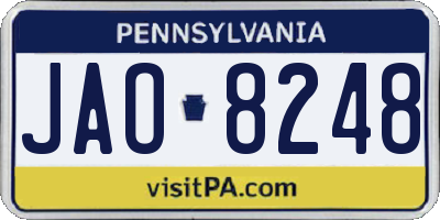 PA license plate JAO8248