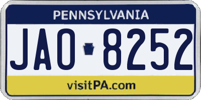 PA license plate JAO8252