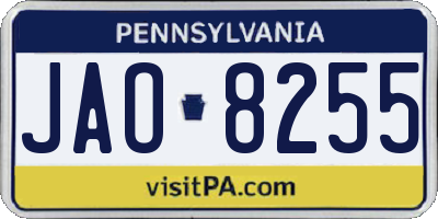 PA license plate JAO8255