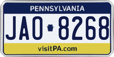 PA license plate JAO8268