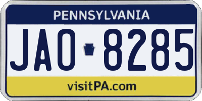 PA license plate JAO8285