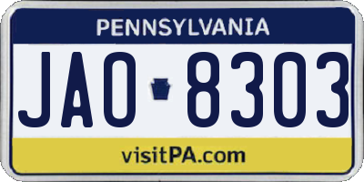 PA license plate JAO8303