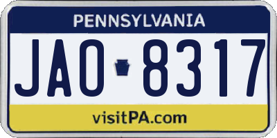 PA license plate JAO8317