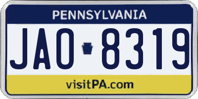 PA license plate JAO8319