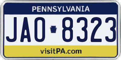 PA license plate JAO8323