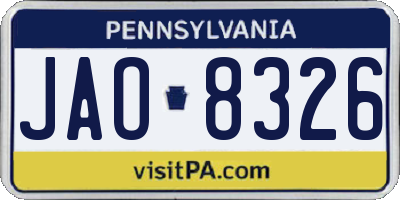 PA license plate JAO8326