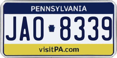PA license plate JAO8339