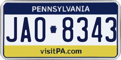 PA license plate JAO8343