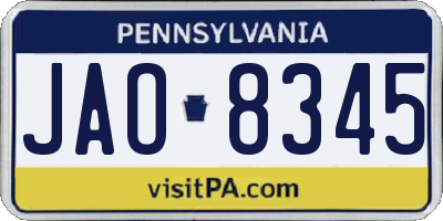 PA license plate JAO8345
