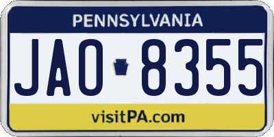 PA license plate JAO8355
