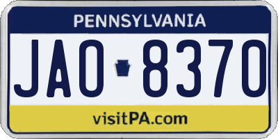 PA license plate JAO8370