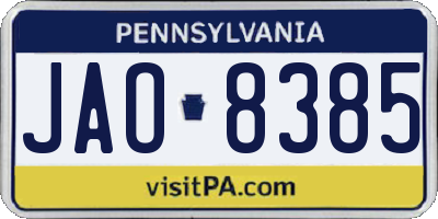 PA license plate JAO8385
