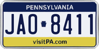 PA license plate JAO8411