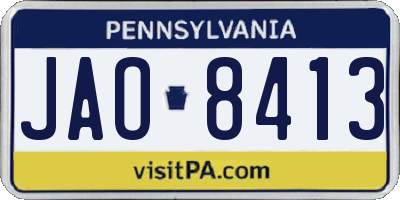 PA license plate JAO8413