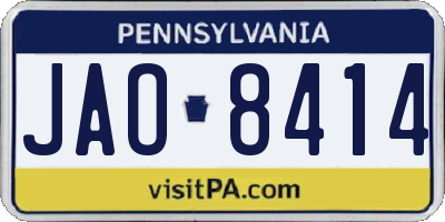 PA license plate JAO8414