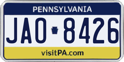 PA license plate JAO8426