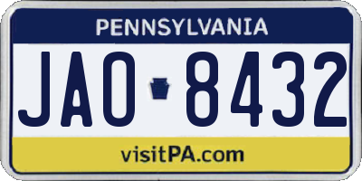 PA license plate JAO8432