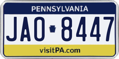 PA license plate JAO8447