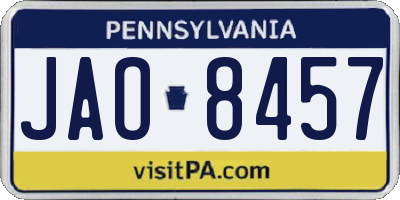 PA license plate JAO8457