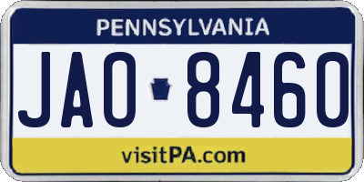 PA license plate JAO8460