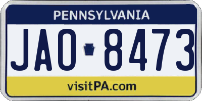 PA license plate JAO8473