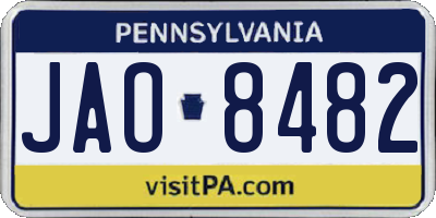 PA license plate JAO8482