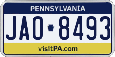 PA license plate JAO8493