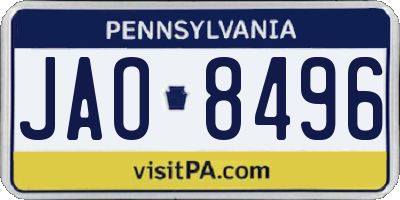 PA license plate JAO8496