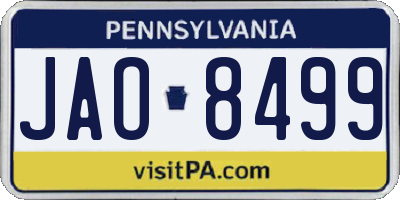 PA license plate JAO8499