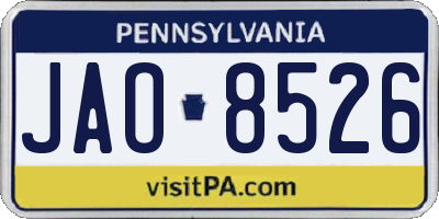 PA license plate JAO8526