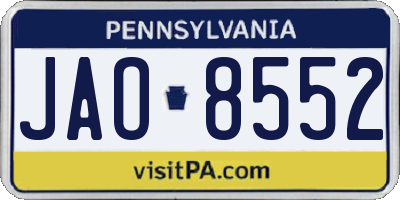 PA license plate JAO8552