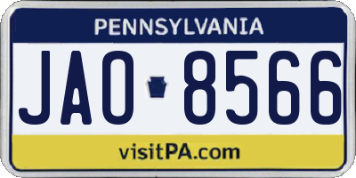 PA license plate JAO8566