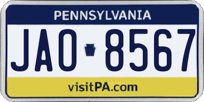 PA license plate JAO8567