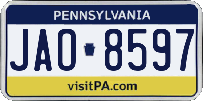 PA license plate JAO8597
