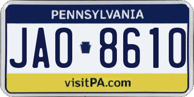 PA license plate JAO8610