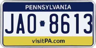 PA license plate JAO8613