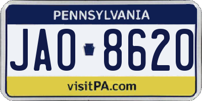 PA license plate JAO8620