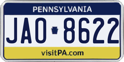 PA license plate JAO8622