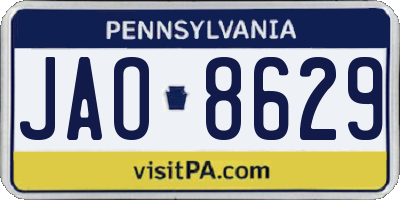 PA license plate JAO8629