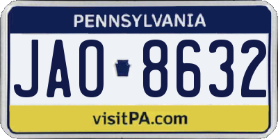 PA license plate JAO8632