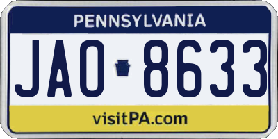 PA license plate JAO8633