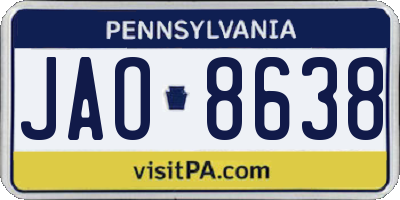 PA license plate JAO8638
