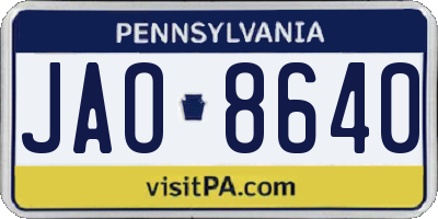 PA license plate JAO8640